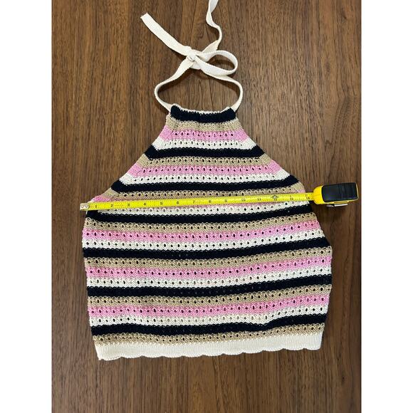 Vero Moda SHAJI COTTON BLEND KNIT HALTER TOP BIRCH STRIPES. Size M. NWOT - Picture 8 of 9